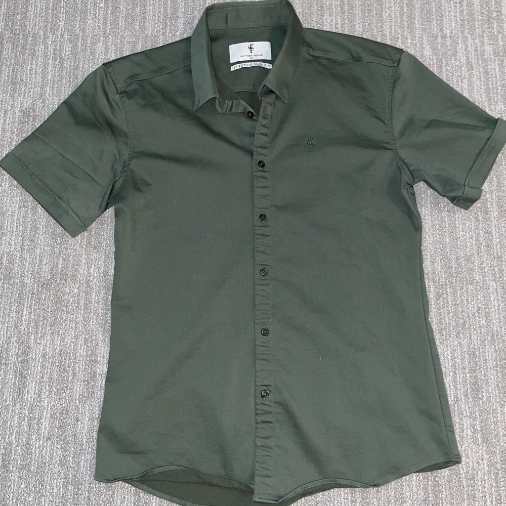Brand New Father Sons Slim Fit Dress Shirt in Green